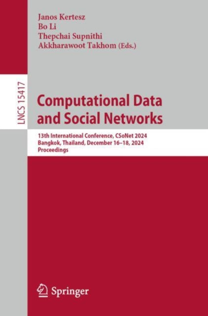 Book cover of: Computational Data and Social Networks