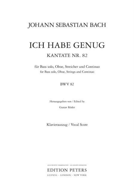 Book cover of: Cantata No. 82 'Ich habe genug'