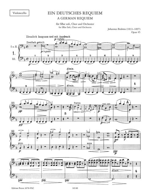 Book cover of: German Requiem Op.45 (Cello Part)