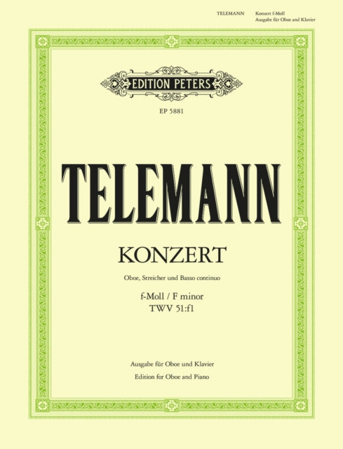 Book cover of: Oboe Concerto in F minor