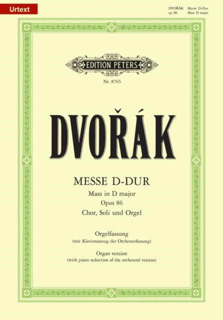 Book cover of: Mass in D Op. 86 (Organ Version with Piano Reduction of Orchestral Version)