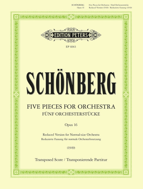 Book cover of: Five Pieces for Orchestra (New Version)