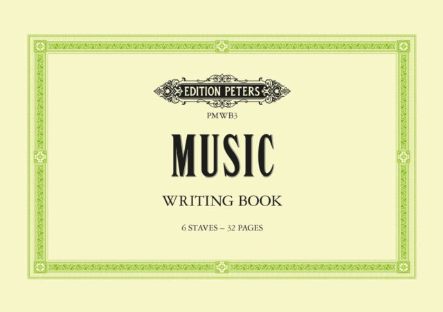 Book cover of: Music Writing Book: A5 landscape 6-stave