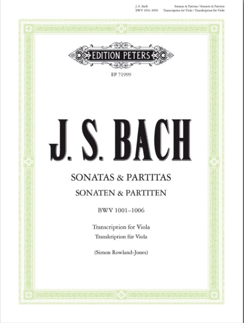 Book cover of: Sonatas and Partitas for Violin Solo BWV 1001-1006 (Transcribed for Viola)