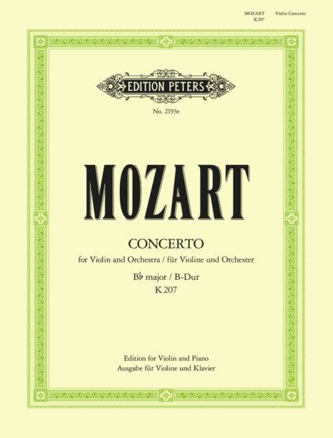 Book cover of: Concerto No. 1 in B flat K207